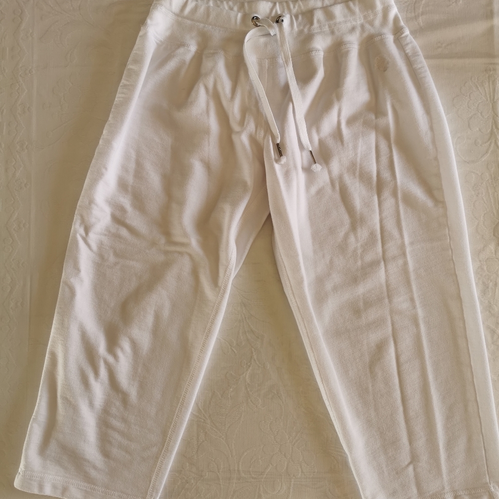Sportek White Cropped Sweatpants Size Medium